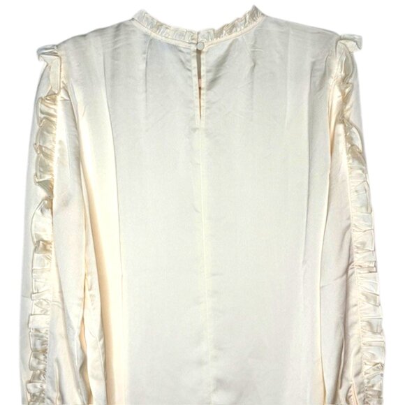 J. Crew Ruffle-Sleeve/Neck Blouse Satin Crepe - Ivory - XL - Picture 6 of 10
